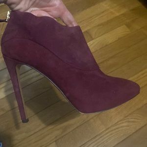 Red suede booties